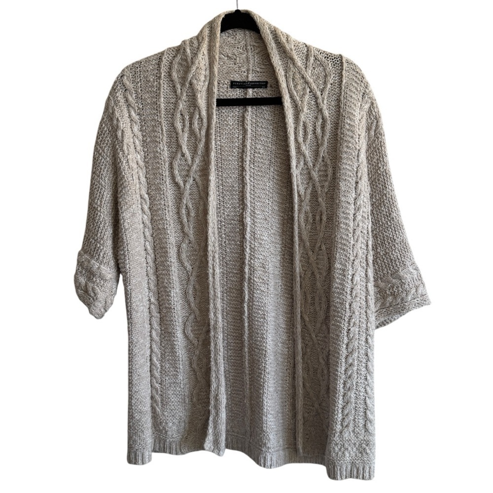 Peruvian Connection Open-Front Elbow Sleeve Pima … - image 1